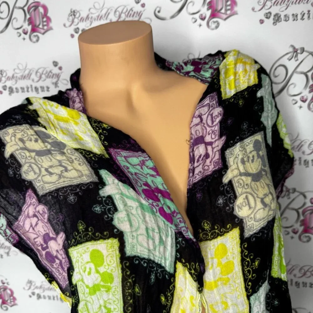 Disney scarf Mickey Mouse cards soft colorful Patchwork Sheer comfy
